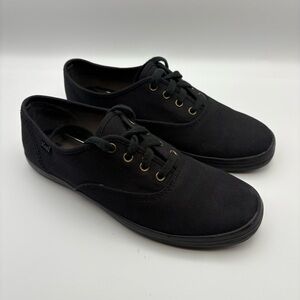 Keds Shoes Champion OX Casual Sneakers Black Fabric Lace Up Women US Size 7